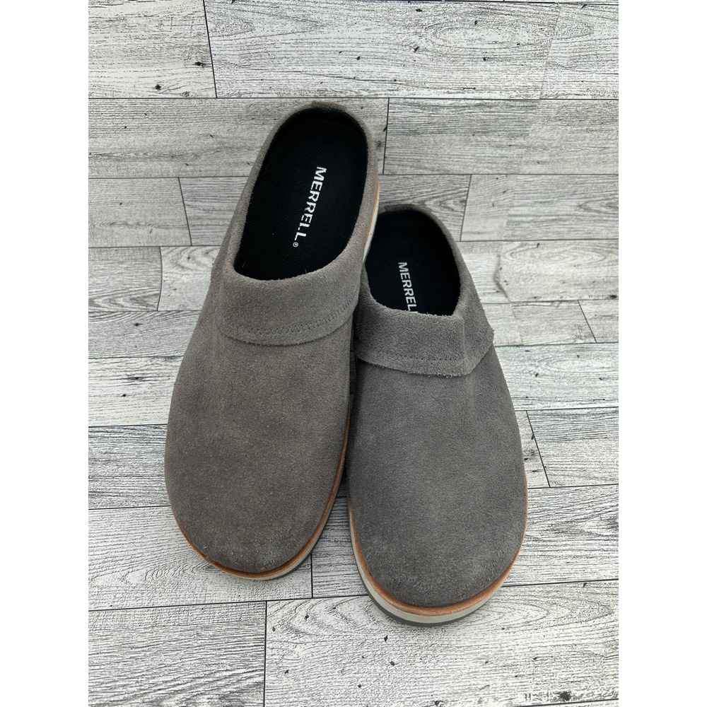 Merrell Juno Clog‎ Grey Suede Leather Mules Women Size 9 J001412 Slip On Shoes